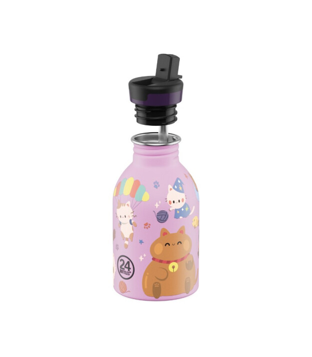 24Bottles Kids Bottle Paslanmaz &Ccedil;elik &Ccedil;ocuk Su Matarası (250 ml) // Meow Friends