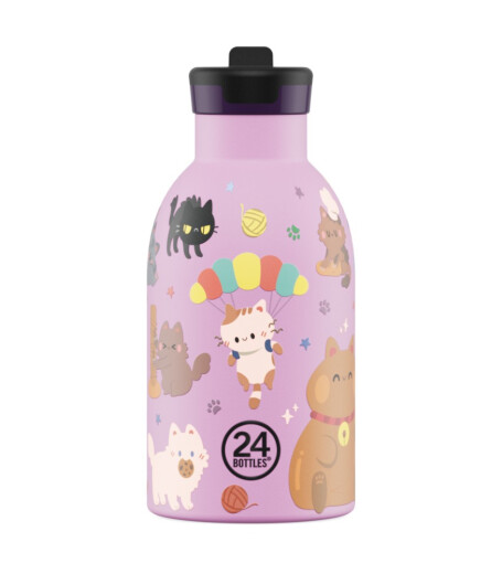 24Bottles Kids Insulated Bottle Pipetli Paslanmaz &Ccedil;elik &Ccedil;ocuk Termosu (330 ml) // Meow Friends