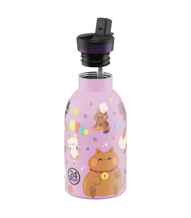 24Bottles Kids Insulated Bottle Pipetli Paslanmaz &Ccedil;elik &Ccedil;ocuk Termosu (330 ml) // Meow Friends