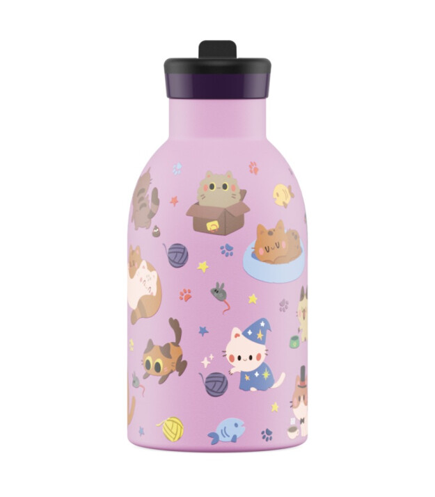 24Bottles Kids Insulated Bottle Pipetli Paslanmaz &Ccedil;elik &Ccedil;ocuk Termosu (330 ml) // Meow Friends