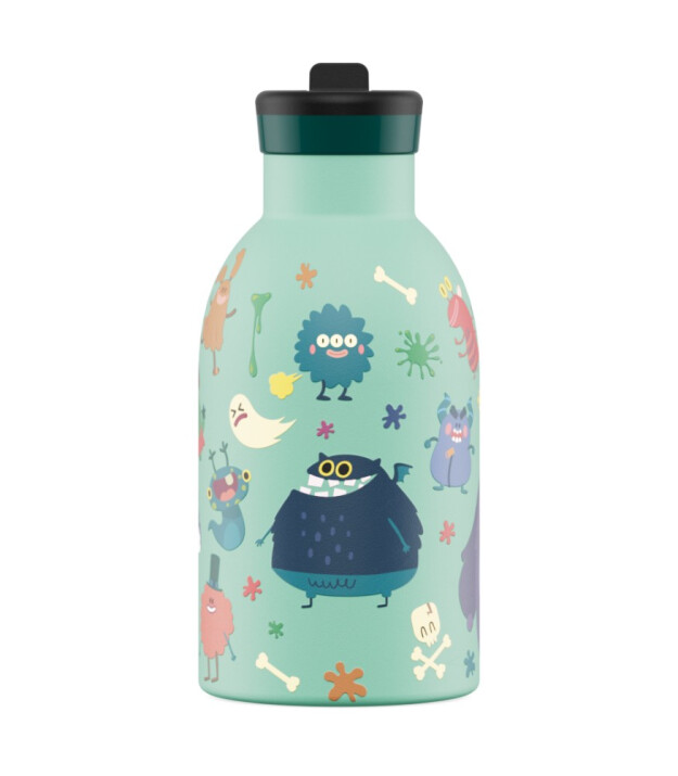 24Bottles Kids Insulated Bottle Pipetli Paslanmaz &Ccedil;elik &Ccedil;ocuk Termosu (330 ml) // Spooky Friends