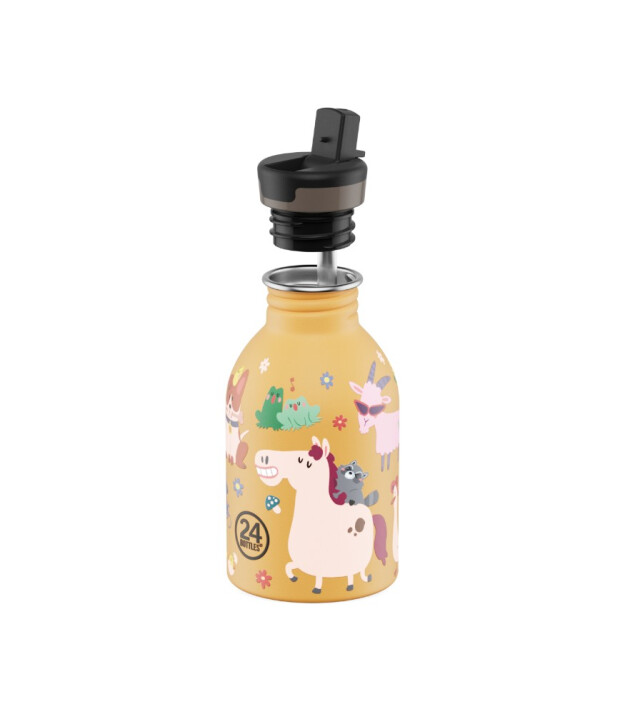 24Bottles Kids Bottle Paslanmaz &Ccedil;elik &Ccedil;ocuk Su Matarası (250 ml) // Farm Friends