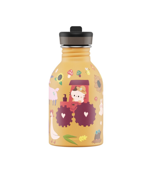 24Bottles Kids Bottle Paslanmaz &Ccedil;elik &Ccedil;ocuk Su Matarası (250 ml) // Farm Friends