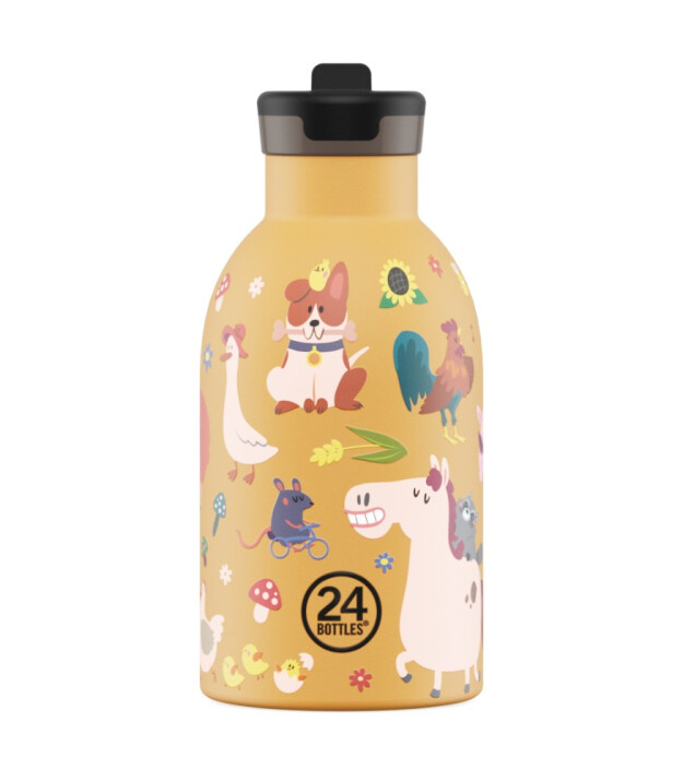 24Bottles Kids Insulated Bottle Pipetli Paslanmaz &Ccedil;elik &Ccedil;ocuk Termosu (330 ml) // Farm Friends