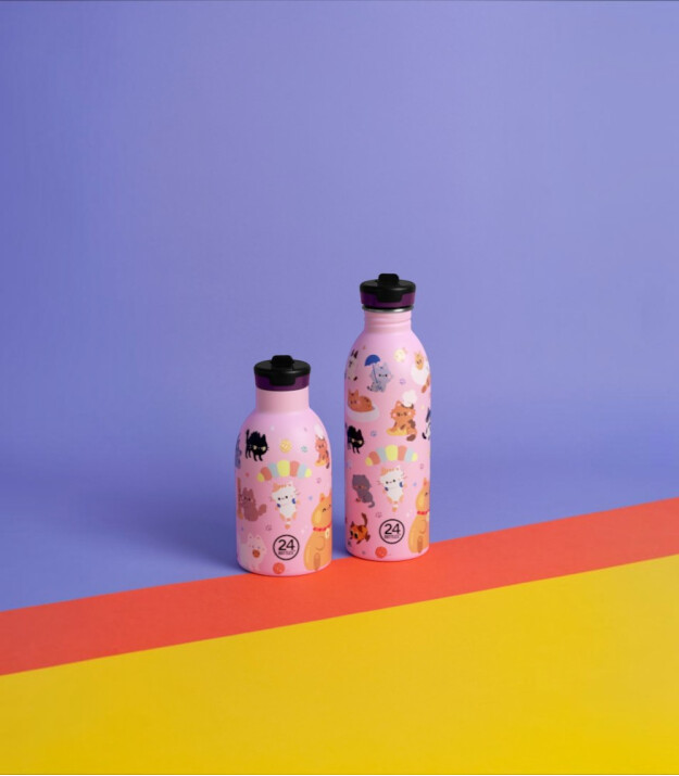 24Bottles Kids Insulated Bottle Pipetli Paslanmaz &Ccedil;elik &Ccedil;ocuk Termosu (330 ml) // Meow Friends