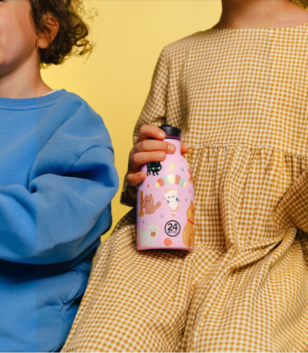 24Bottles Kids Insulated Bottle Pipetli Paslanmaz &Ccedil;elik &Ccedil;ocuk Termosu (330 ml) // Meow Friends