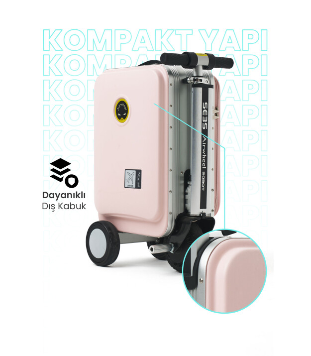 Airwheel SE3S Elektrikli Binilebilir Scooter Valiz // Pembe