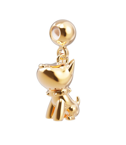 Chocli Altın Kaplama Kolye & Bileklik Charm (18 Ayar) // Köpek