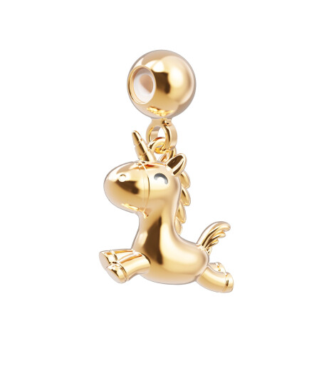 Chocli Altın Kaplama Kolye & Bileklik Charm (18 Ayar) // Unicorn