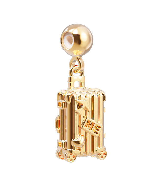 Chocli Altın Kaplama Kolye & Bileklik Charm (18 Ayar) // Valiz