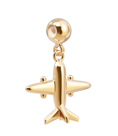 Chocli Altın Kaplama Kolye & Bileklik Charm (18 Ayar) // Uçak