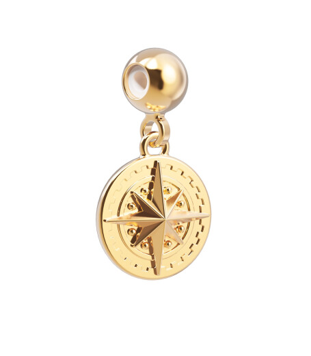 Chocli Altın Kaplama Kolye & Bileklik Charm (18 Ayar) // Pusula