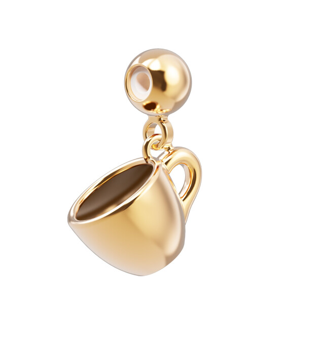 Chocli Altın Kaplama Kolye & Bileklik Charm (18 Ayar) // Kahve Fincanı