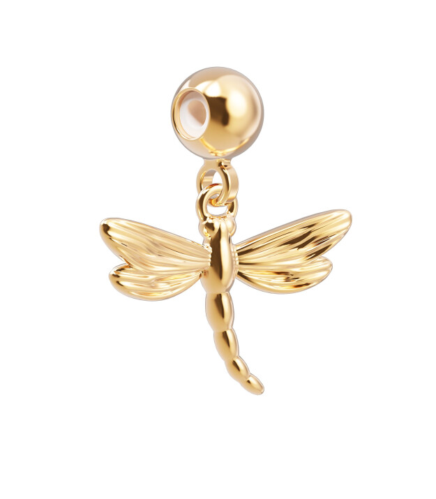 Chocli Altın Kaplama Kolye & Bileklik Charm (18 Ayar) // Dragon Fly