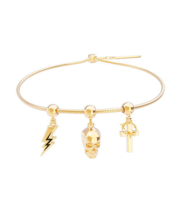 Chocli Altın Kaplama Kolye & Bileklik Charm (18 Ayar) // Skull