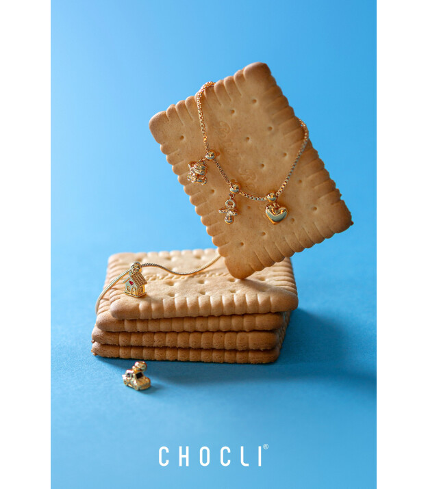 Chocli Altın Kaplama Kolye & Bileklik Charm (18 Ayar) // Bebek Arabası