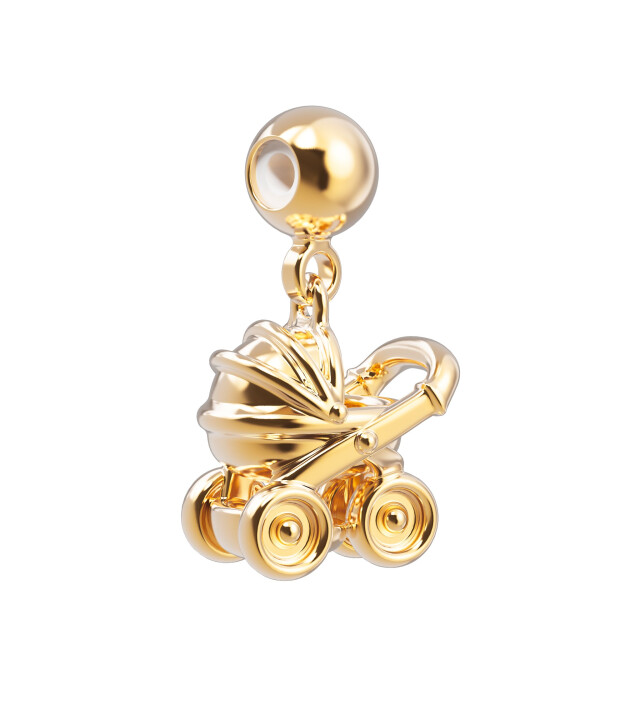 Chocli Altın Kaplama Kolye & Bileklik Charm (18 Ayar) // Bebek Arabası