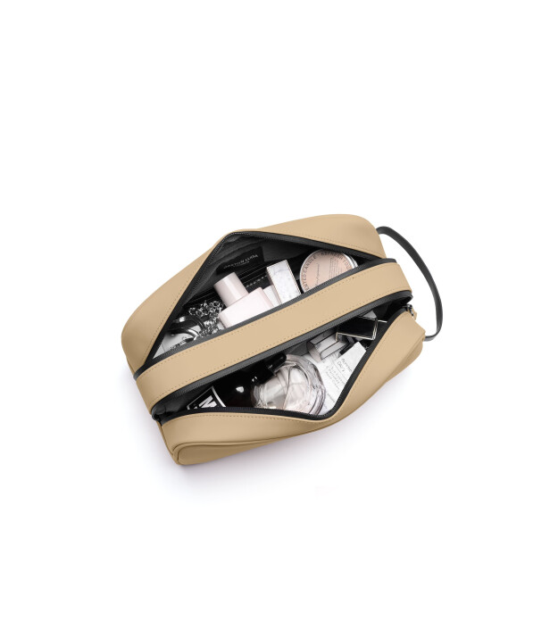 Gaston Luga Spl&auml;sh Toiletry Double Zipped Bag // Latte