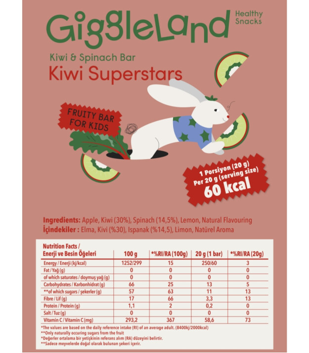 Giggleland Meyve Bar Set (5 Adet) (20 gr) // Kivi & Ispanak
