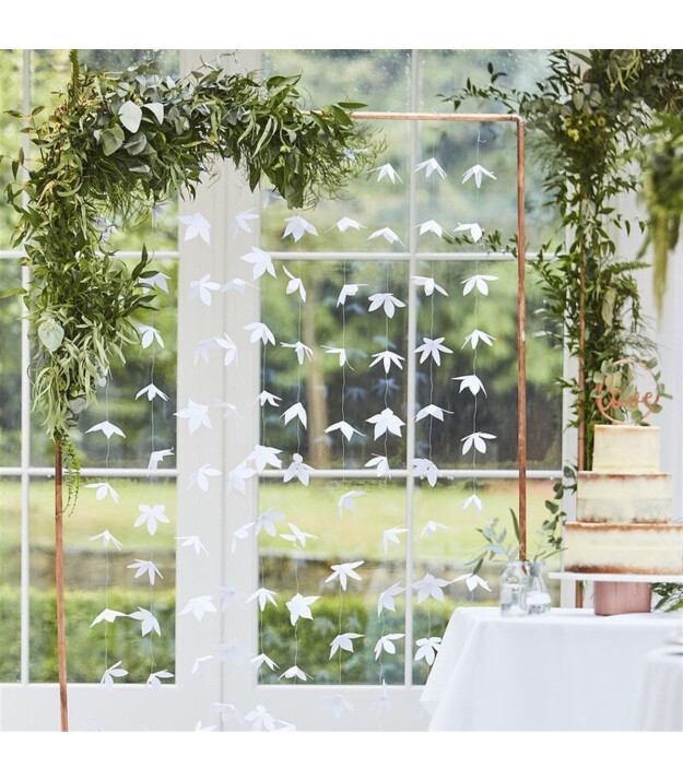 Ginger Ray - Origami Çiçekli Arka Fon - Beyaz