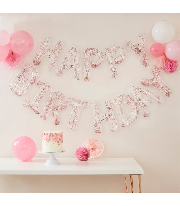 Ginger Ray - Konfetili Happy Birthday Balonlar
