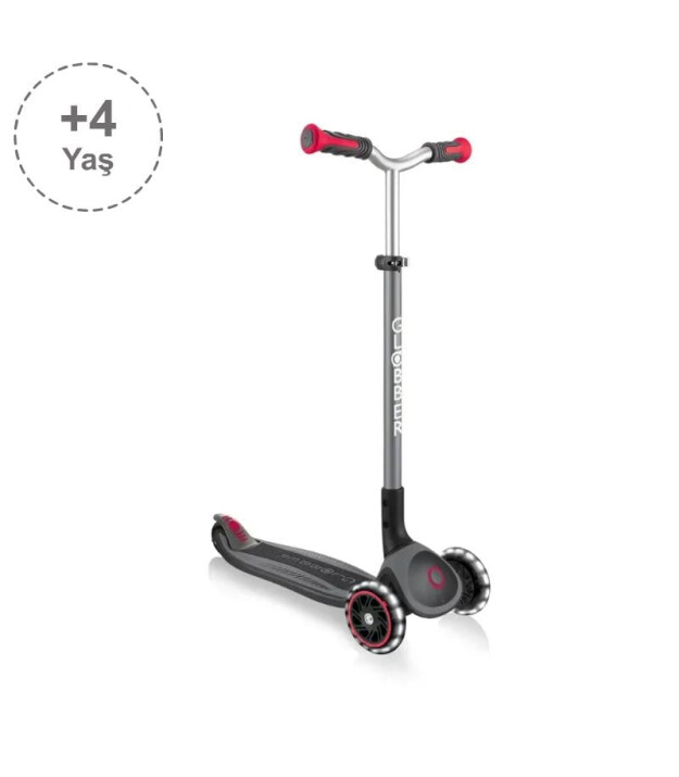 Globber Master Işıklı Katlanabilir Scooter // Siyah - Kırmızı