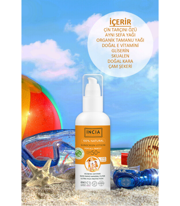 INCIA %100 Doğal Güneş Losyonu (50 SPF+)