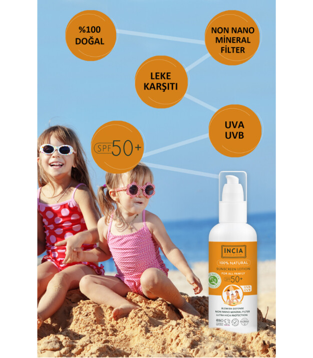 INCIA %100 Doğal Güneş Losyonu (50 SPF+)
