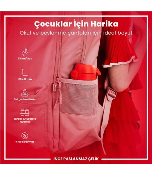Ion8 OneTouch &Ccedil;ocuk Suluk (350 ml) // Kırmızı Unicorn