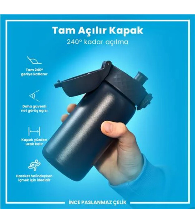 Ion8 OneTouch Paslanmaz &Ccedil;elik &Ccedil;ocuk Suluk (400 ml) // Koyu Lacivert