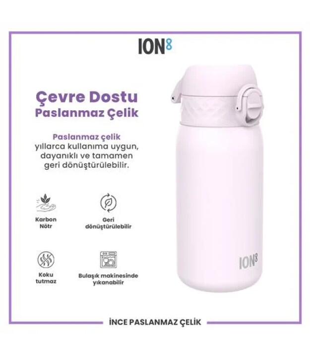 Ion8 OneTouch Paslanmaz &Ccedil;elik &Ccedil;ocuk Suluk (400 ml) // Leylak