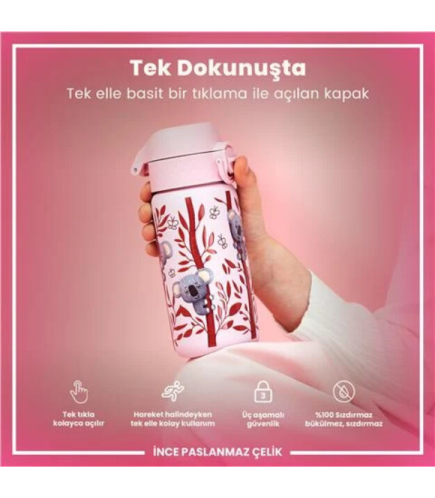 Ion8 OneTouch Paslanmaz &Ccedil;elik &Ccedil;ocuk Suluk (400 ml) // Koala