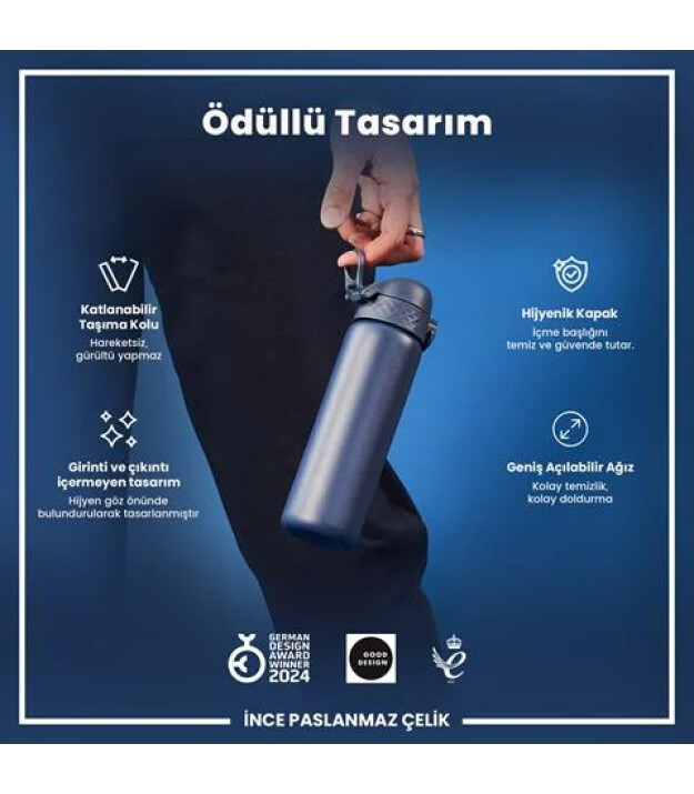 Ion8 OneTouch Paslanmaz &Ccedil;elik Suluk (600 ml) // Koyu Lacivert