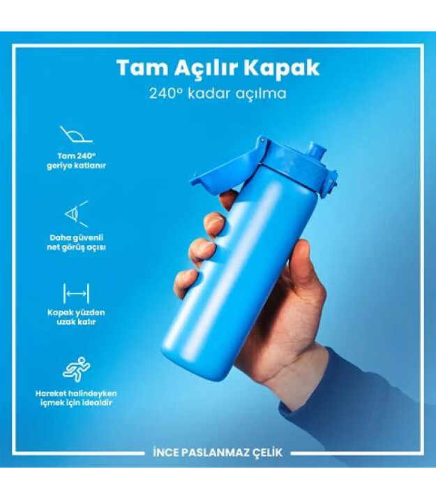Ion8 OneTouch Paslanmaz &Ccedil;elik Suluk (600 ml) // Mavi