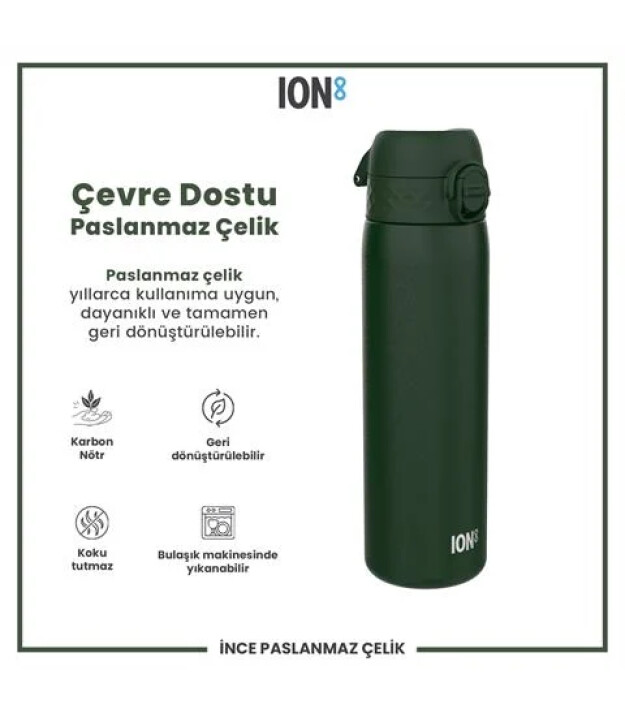 Ion8 OneTouch Paslanmaz &Ccedil;elik Suluk (600 ml) // Koyu Yeşil