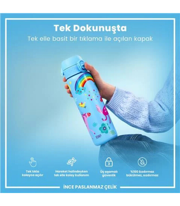 Ion8 OneTouch Paslanmaz &Ccedil;elik Suluk (600 ml) // Mavi Unicorn