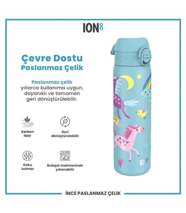 Ion8 OneTouch Paslanmaz &Ccedil;elik Suluk (600 ml) // Mavi Unicorn