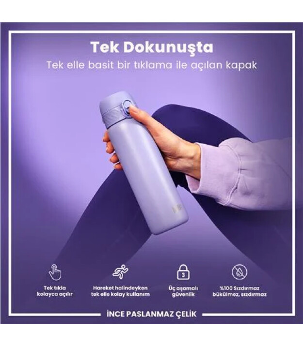 Ion8 OneTouch Paslanmaz &Ccedil;elik Suluk (600 ml) // A&ccedil;ık Mor
