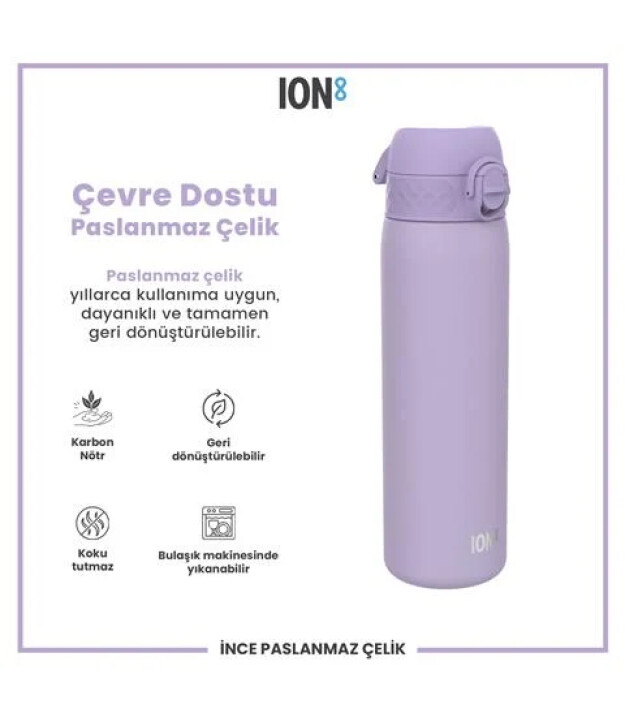 Ion8 OneTouch Paslanmaz &Ccedil;elik Suluk (600 ml) // A&ccedil;ık Mor
