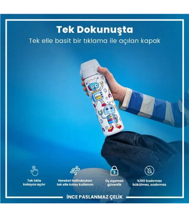 Ion8 OneTouch Paslanmaz &Ccedil;elik Suluk (600 ml) // Robotlar