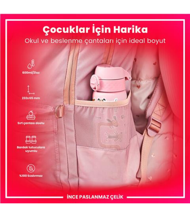 Ion8 OneTouch Paslanmaz &Ccedil;elik Suluk (600 ml) // K&ouml;pekler