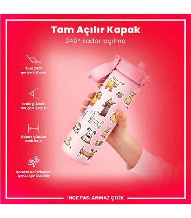 Ion8 OneTouch Paslanmaz &Ccedil;elik Suluk (600 ml) // K&ouml;pekler