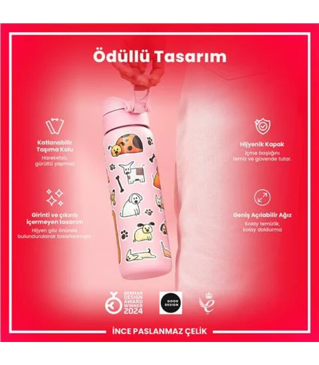 Ion8 OneTouch Paslanmaz &Ccedil;elik Suluk (600 ml) // K&ouml;pekler