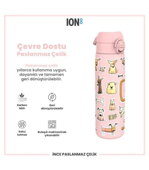Ion8 OneTouch Paslanmaz &Ccedil;elik Suluk (600 ml) // K&ouml;pekler