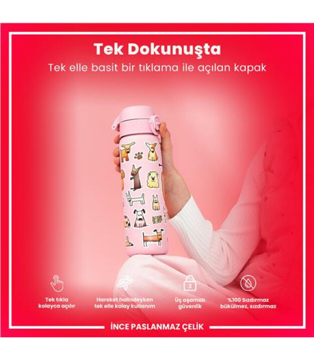 Ion8 OneTouch Paslanmaz &Ccedil;elik Suluk (600 ml) // K&ouml;pekler