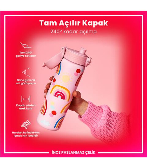 Ion8 OneTouch Paslanmaz &Ccedil;elik Suluk (600 ml) // G&ouml;kkuşağı