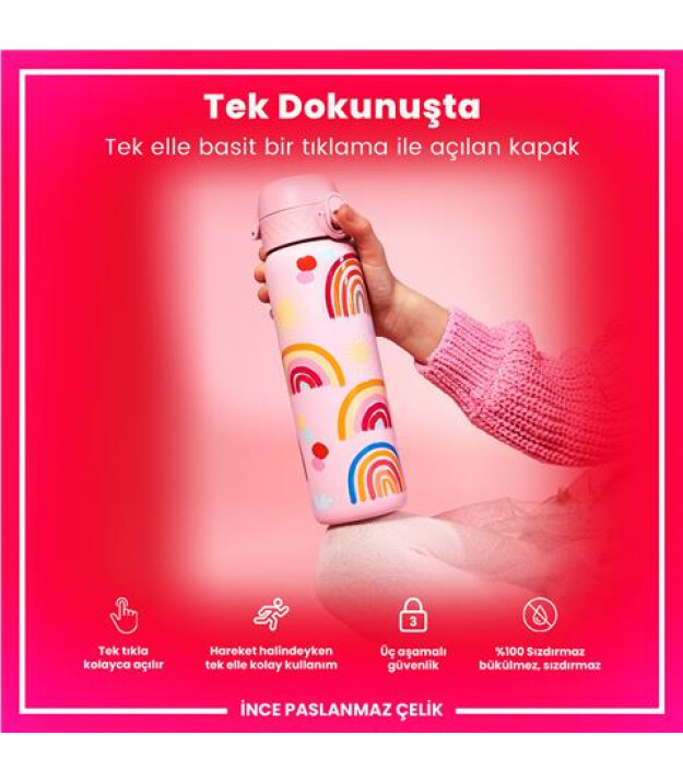 Ion8 OneTouch Paslanmaz &Ccedil;elik Suluk (600 ml) // G&ouml;kkuşağı