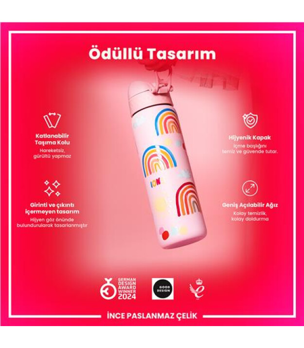 Ion8 OneTouch Paslanmaz &Ccedil;elik Suluk (600 ml) // G&ouml;kkuşağı