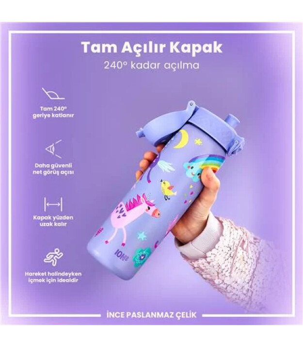 Ion8 OneTouch Paslanmaz &Ccedil;elik Suluk (600 ml) // Mor Unicorn