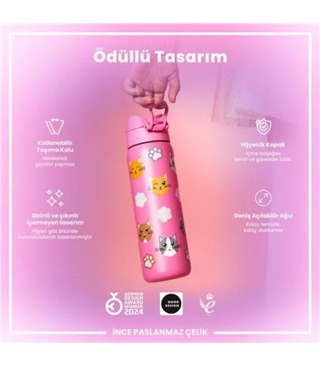Ion8 OneTouch Paslanmaz &Ccedil;elik Suluk (600 ml) // Kediler